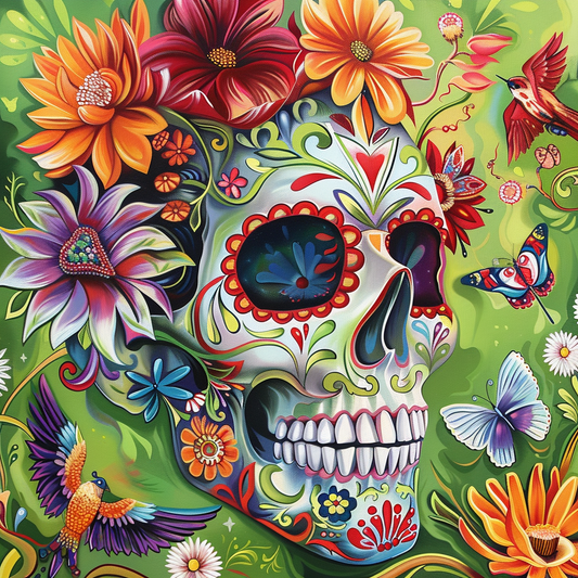 Flower Crown Skull Diamond Art Kit