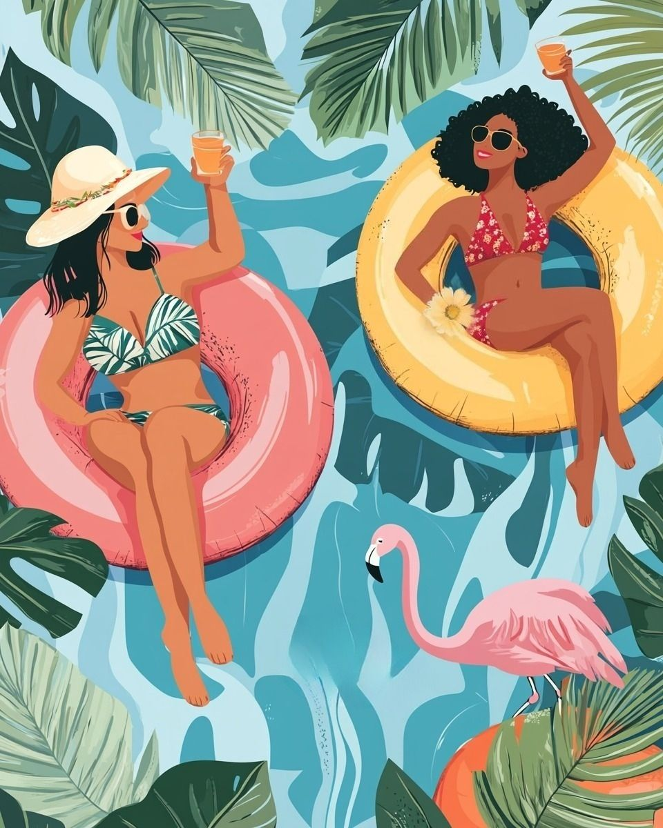Women In A Pool Abstract Diamond Art Kit