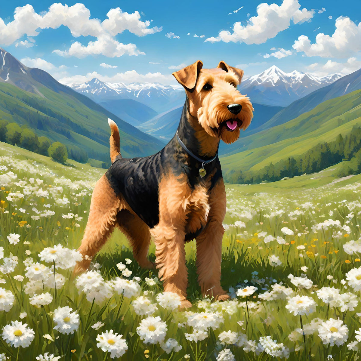 Airedale Terrier Meadow Diamond Art Kit