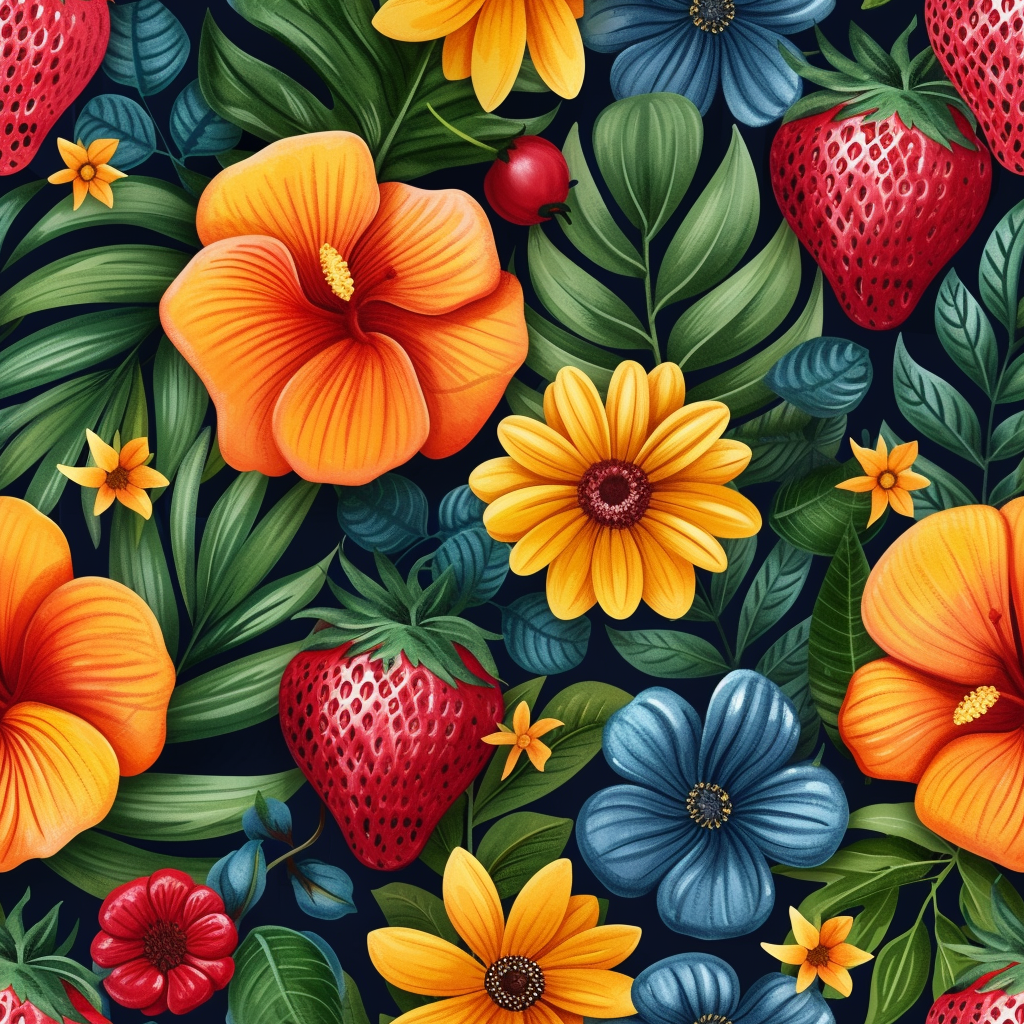 Strawberries And Flowers Diamond Art Kit