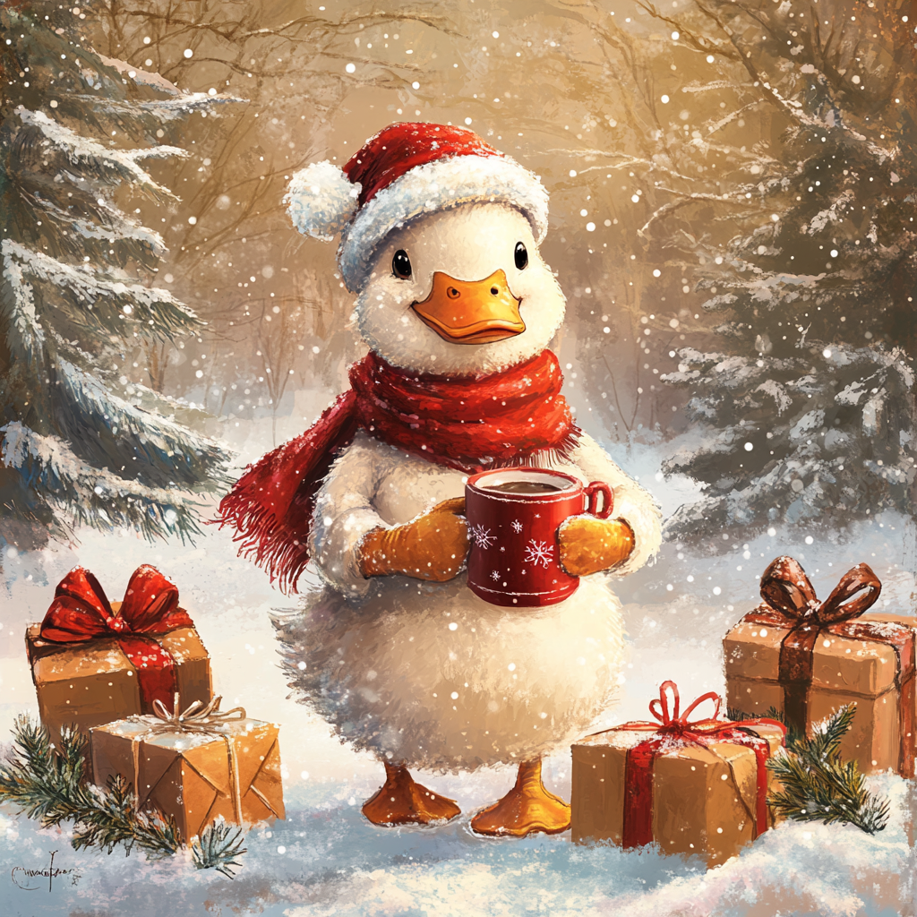 Christmas Cup Of Coffee Duck Diamond Art Kit