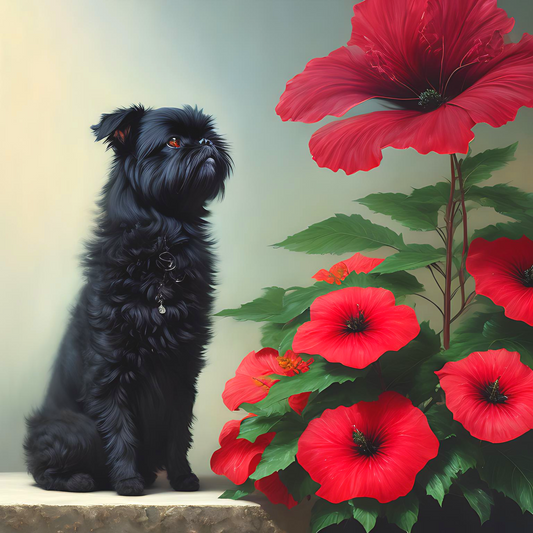 Affenpinscher Red Hibiscus Diamond Art Kit