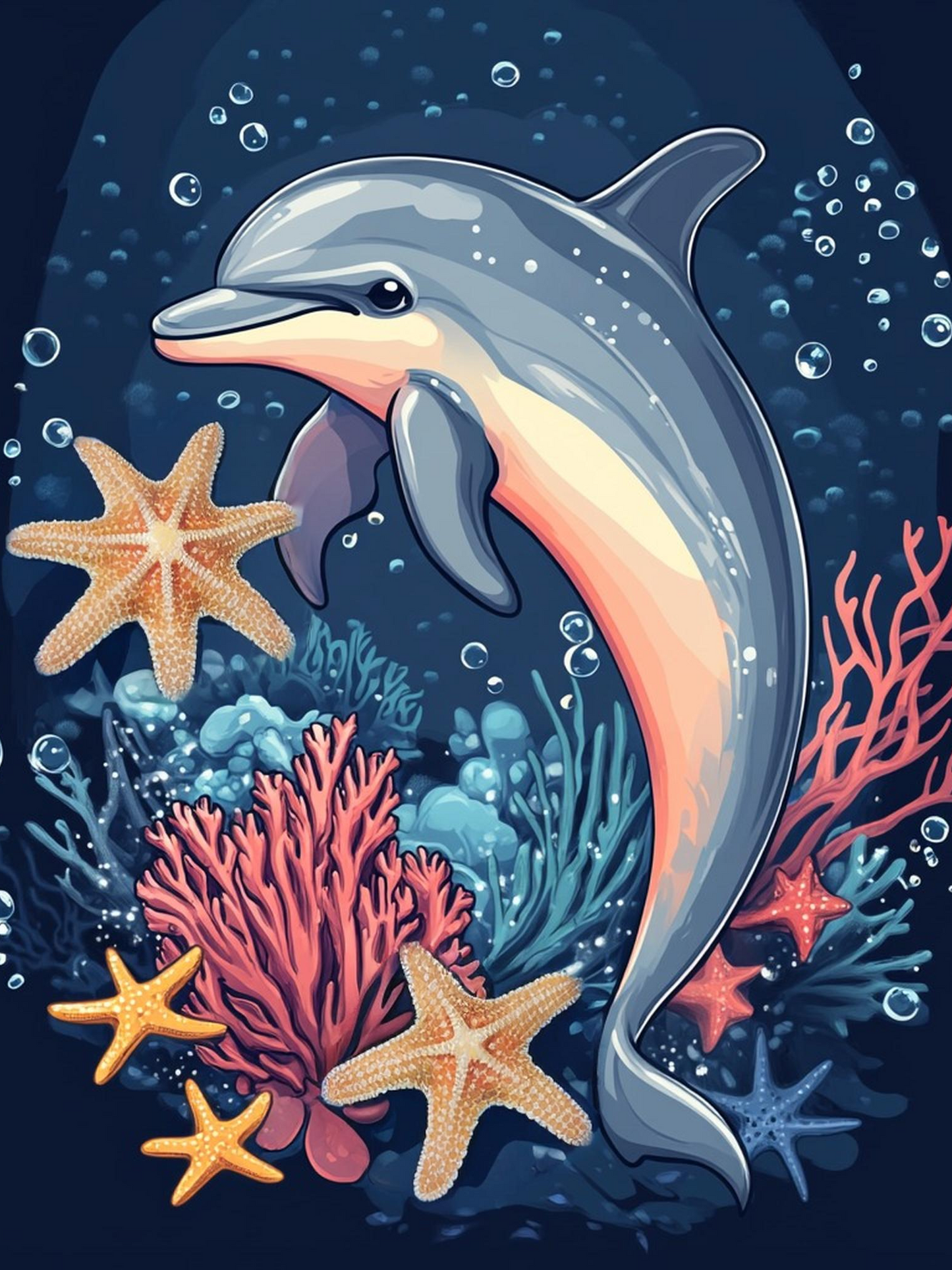 Grey Dolphin In The Sea Diamond Art Kit