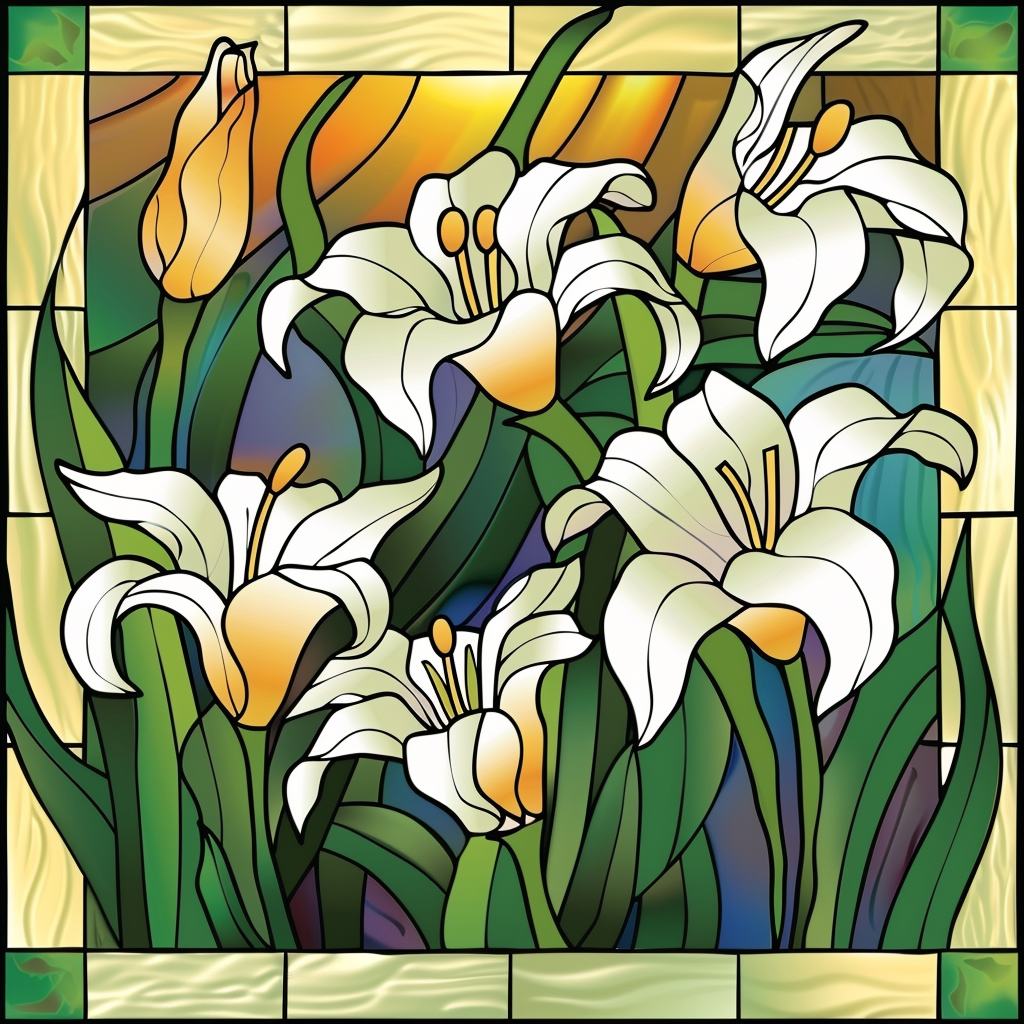 Shades Of Green Lily Abstract Diamond Art Kit