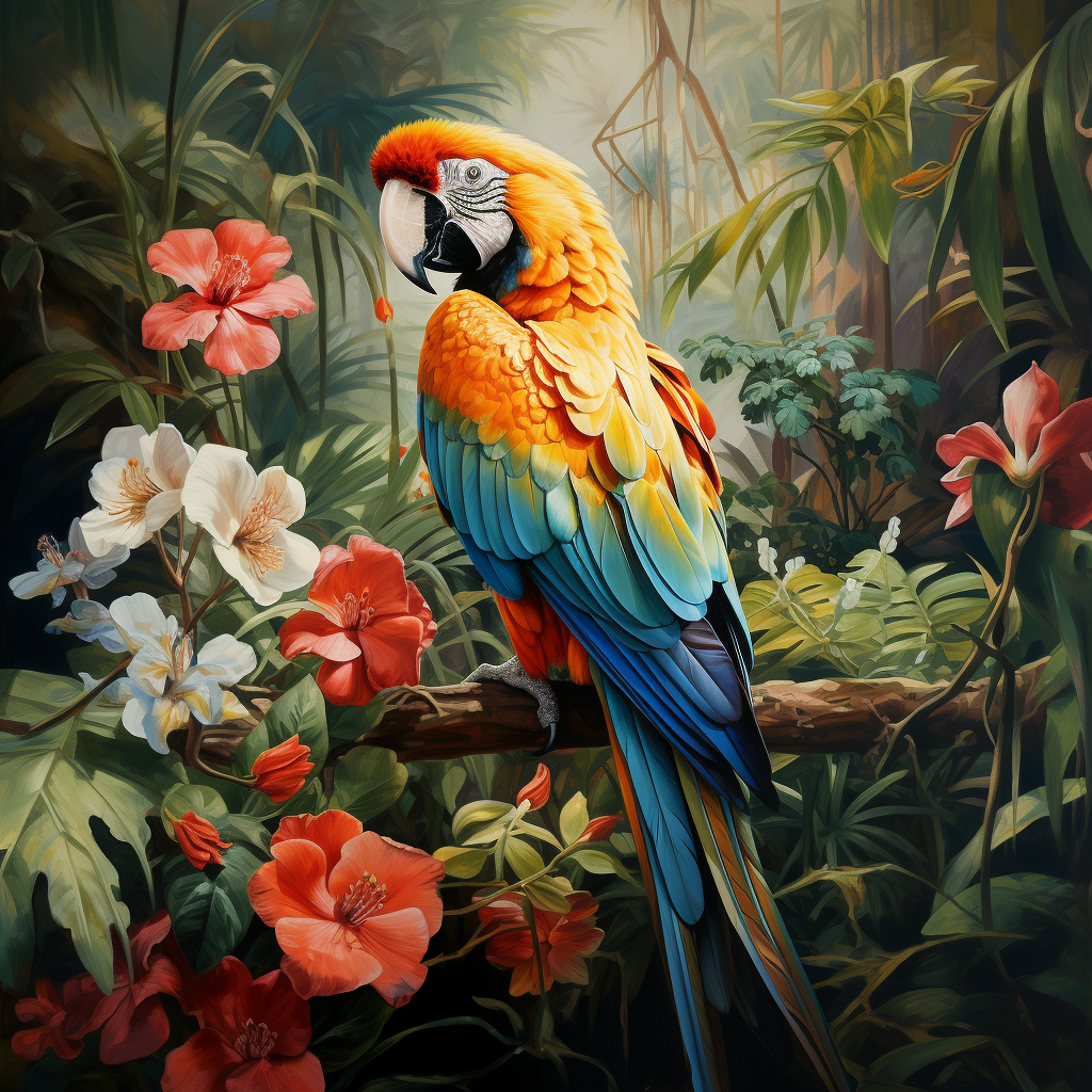 Macaw On A Wood Perch Diamond Art Kit