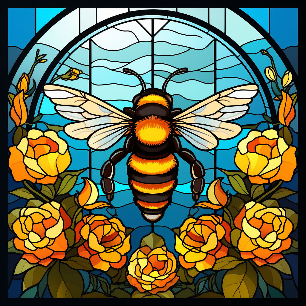 Orange Flower Bumblebee Abstract Diamond Art Kit