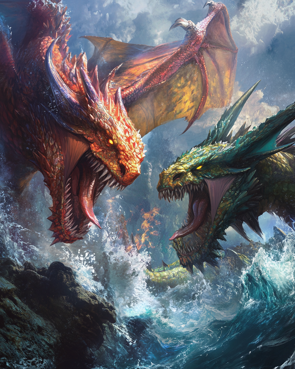 Red And Green Dragons Diamond Art Kit