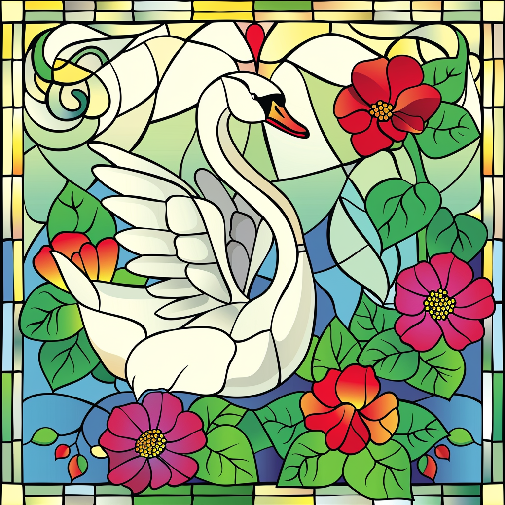 Swan Flowers Abstract Diamond Art Kit