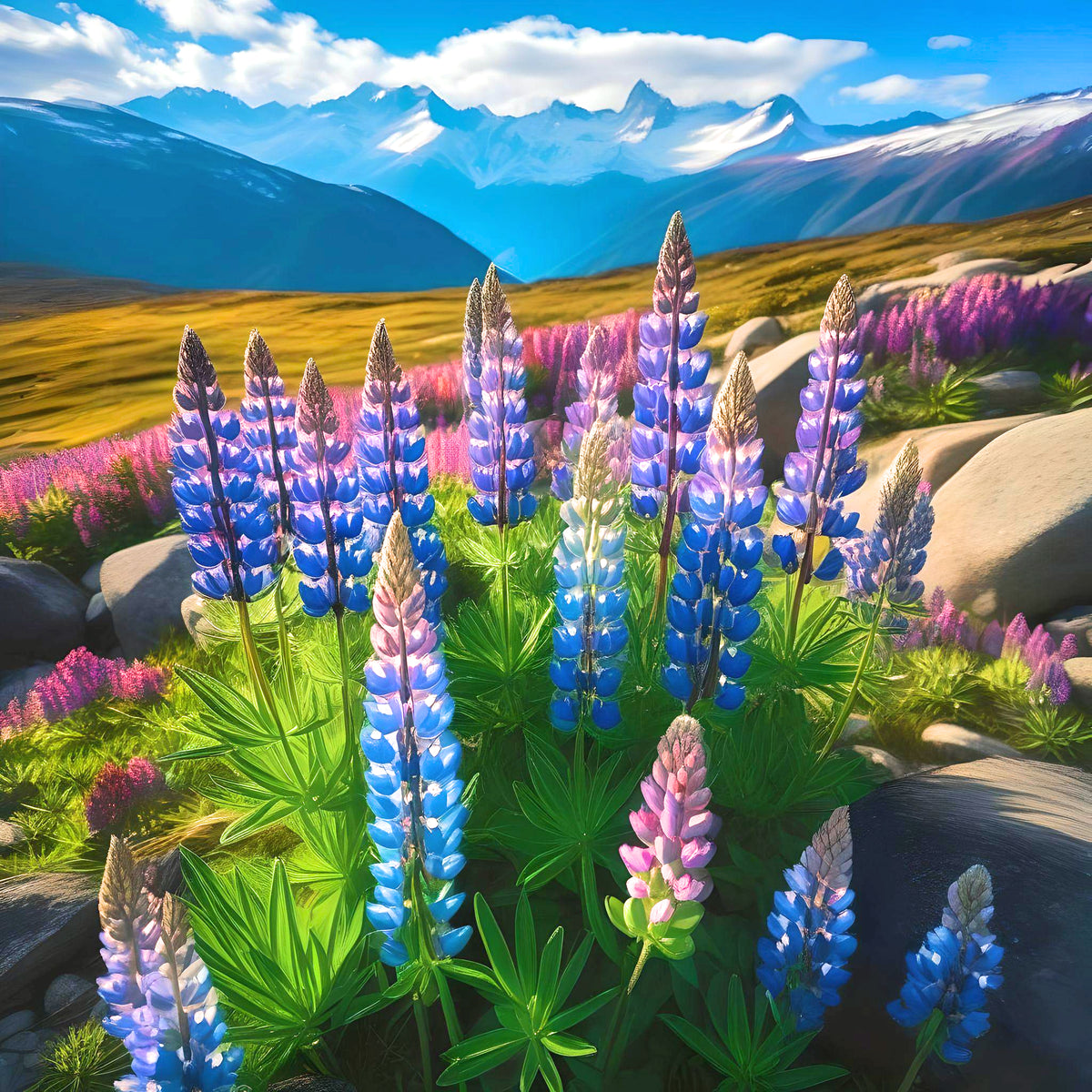 Mountains And Lupins Diamond Art Kit