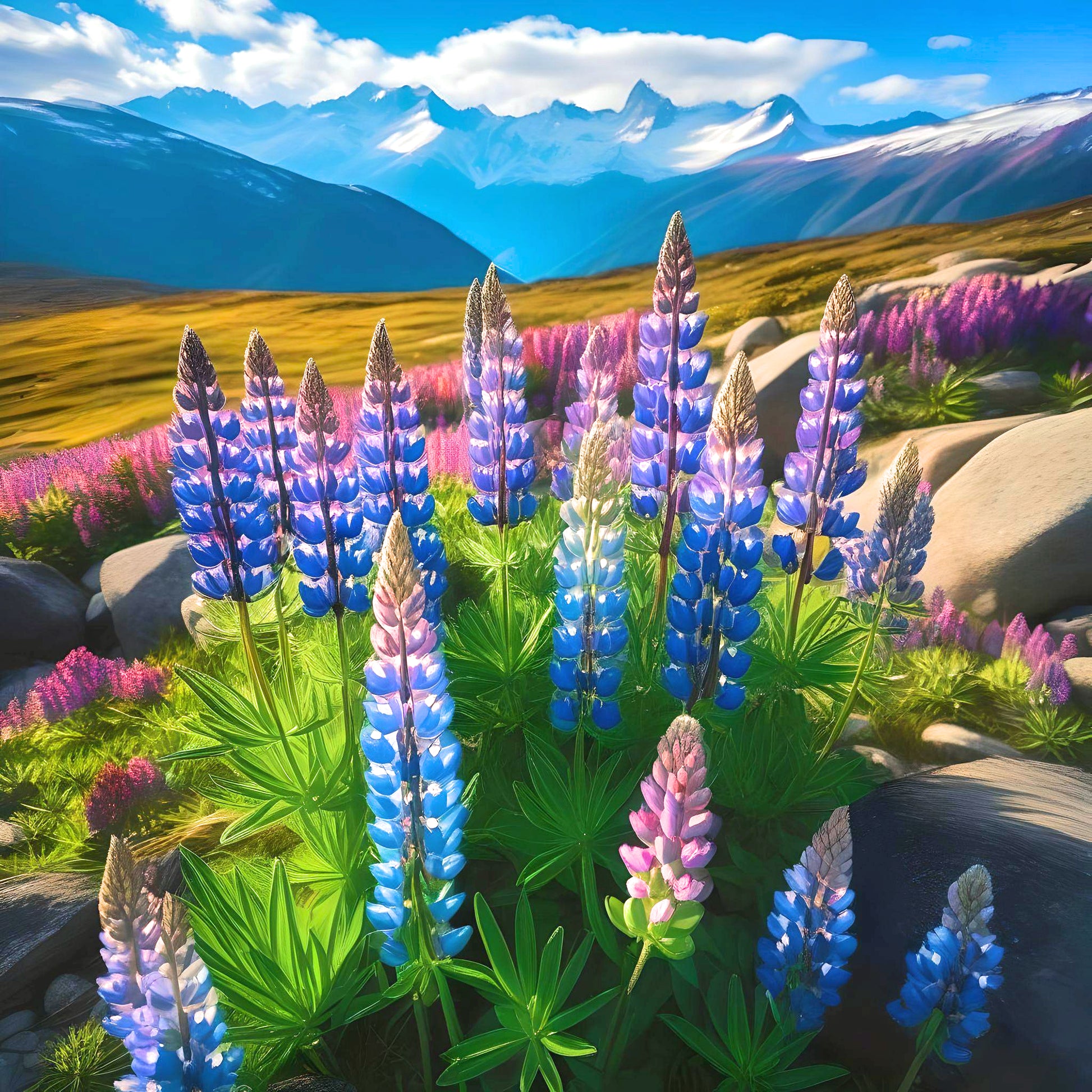Mountains And Lupins Diamond Art Kit