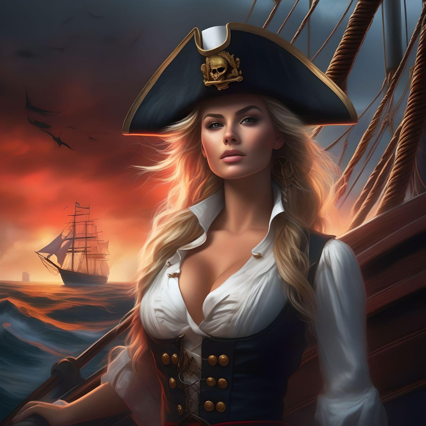 Sexy Pirate Ship Captain Diamond Art Kit