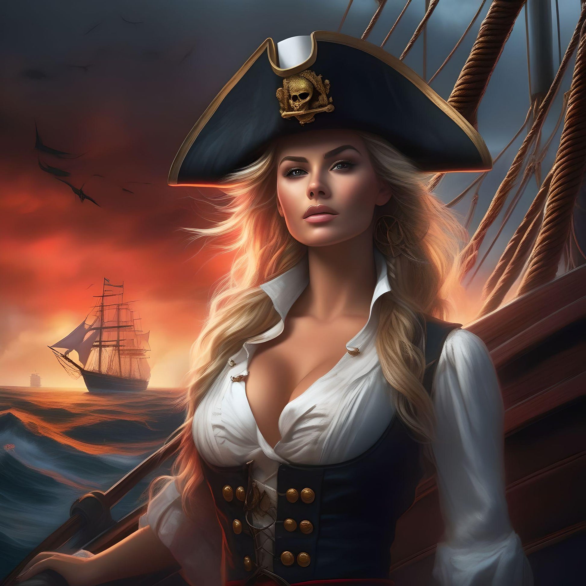 Sexy Pirate Ship Captain Diamond Art Kit