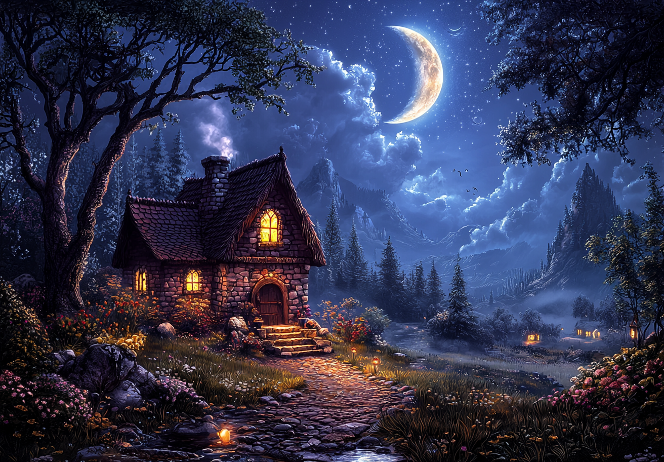 Crescent Moonstone Cottage Diamond Art Kit