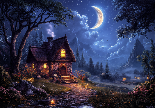 Crescent Moonstone Cottage Diamond Art Kit