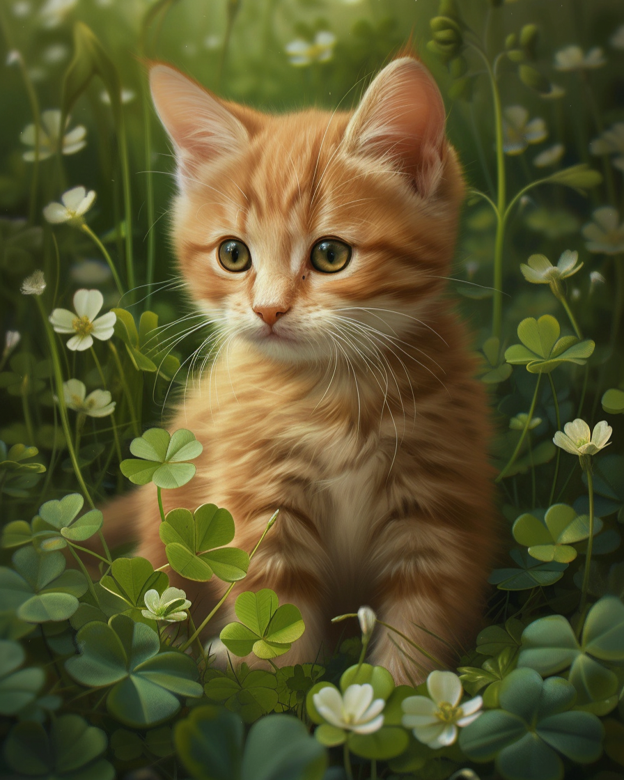 Kitten In Clover Diamond Art Kit