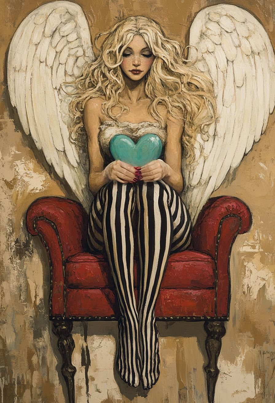 Angel With Striped Tights Diamond Art Kit