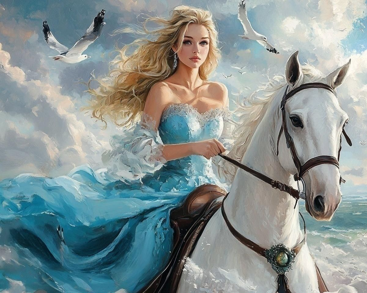 Whitehorse And Woman Diamond Art Kit
