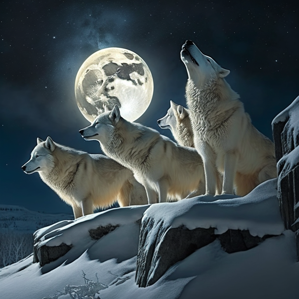 Four White Wolves Diamond Art Kit