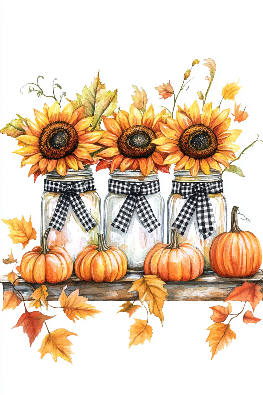 Little Pumpkins And Sunflowers Diamond Art Kit