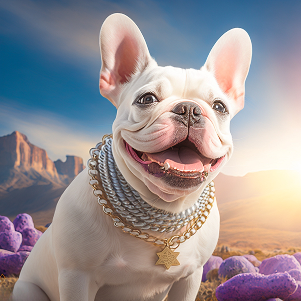 Silver Gold Chain White Frenchie Diamond Art Kit