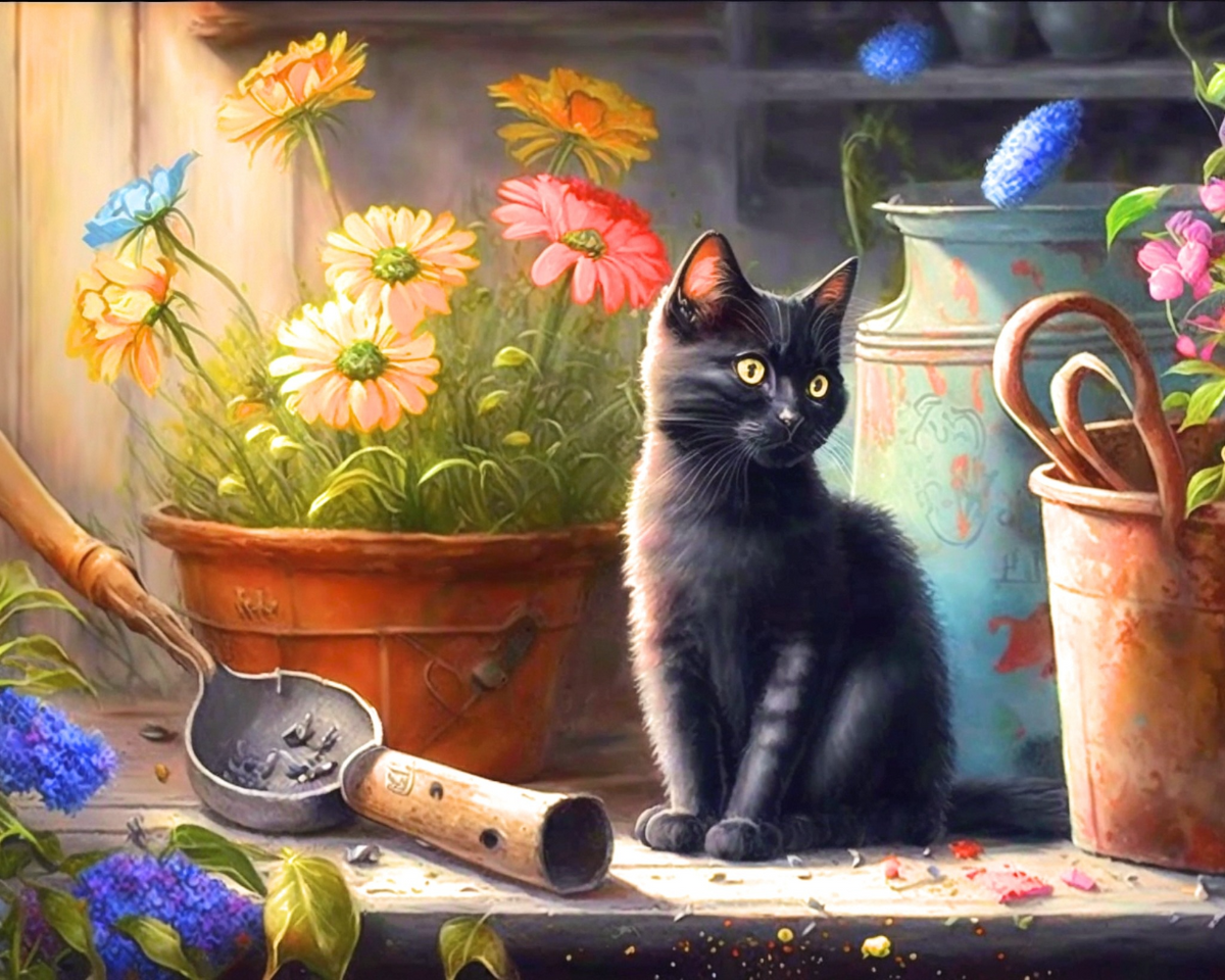 Kitten Garden Shed Diamond Art Kit