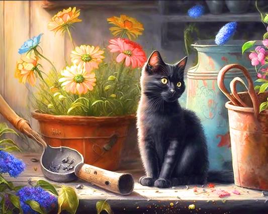 Kitten Garden Shed Diamond Art Kit