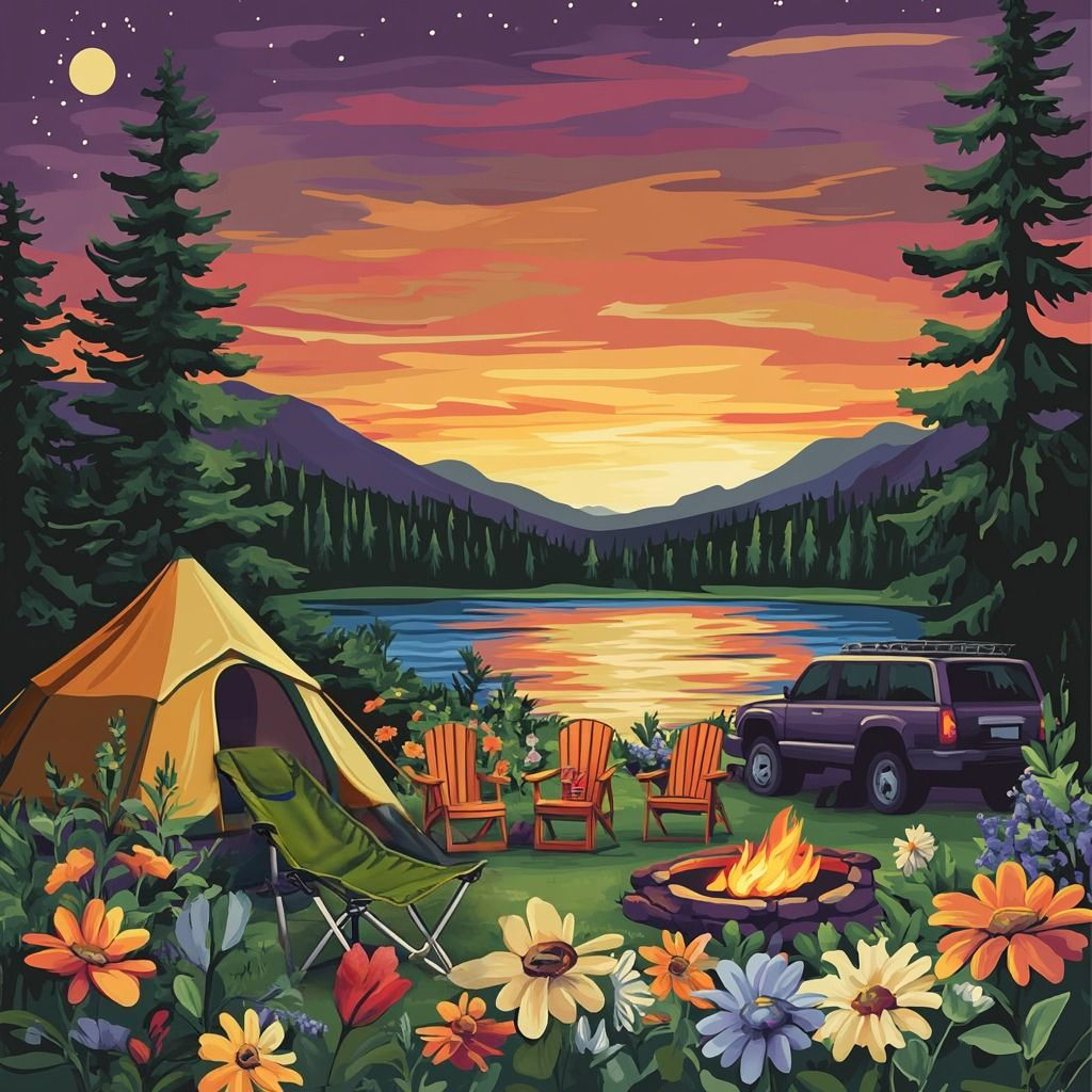Campsite Fire And Chairs Diamond Art Kit