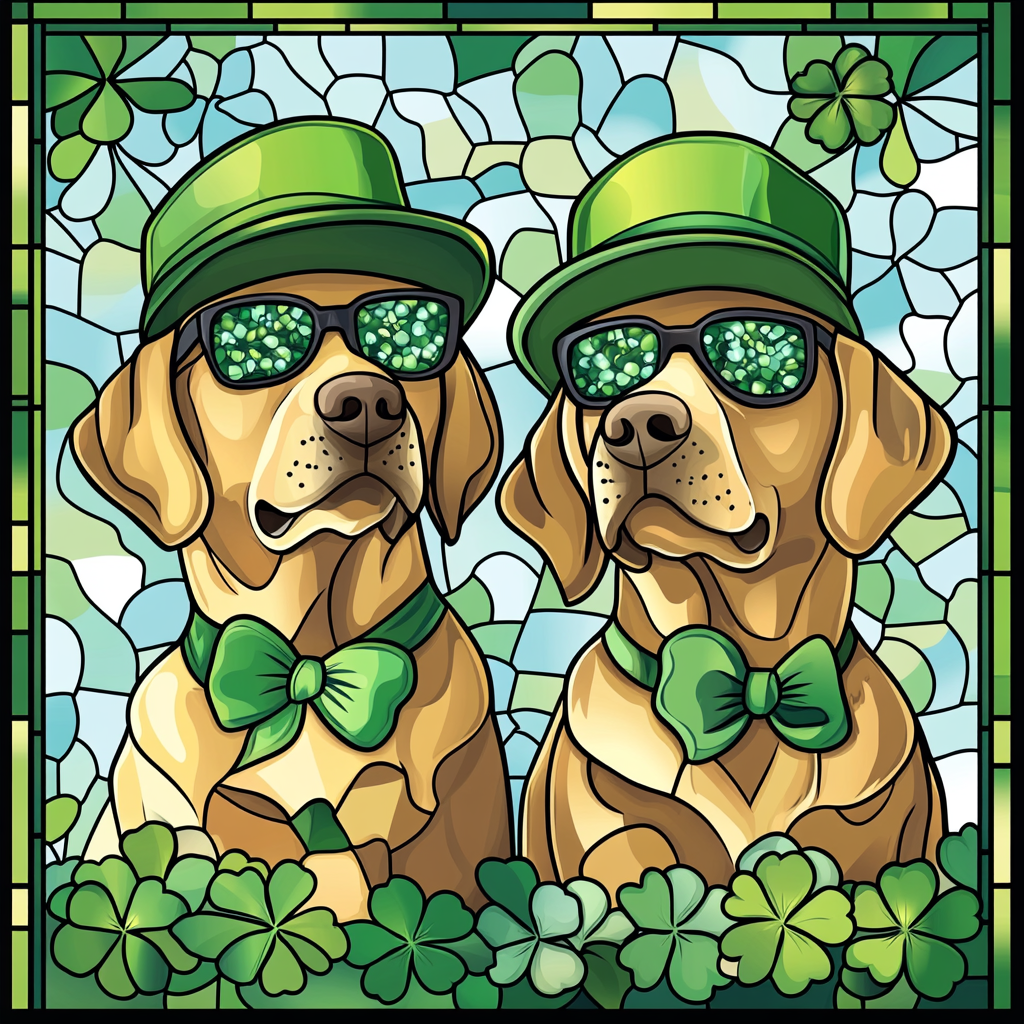 Two Yellow Labs For St Patricks Diamond Art Kit