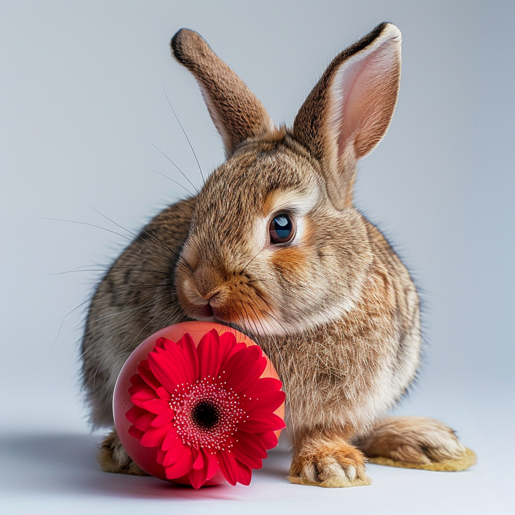 Red Daisy Brown Rabbit Diamond Art Kit