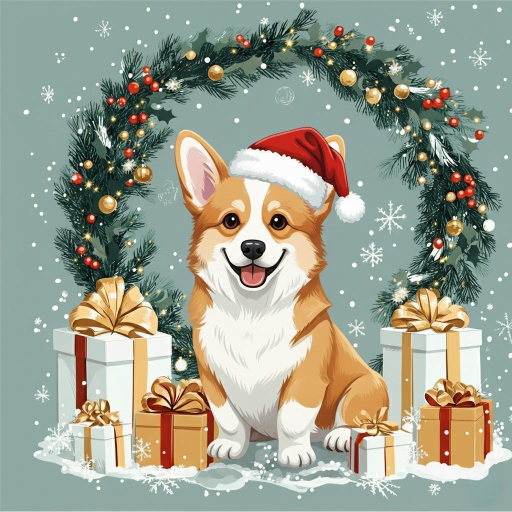Christmas Arch Corgi Diamond Art Kit