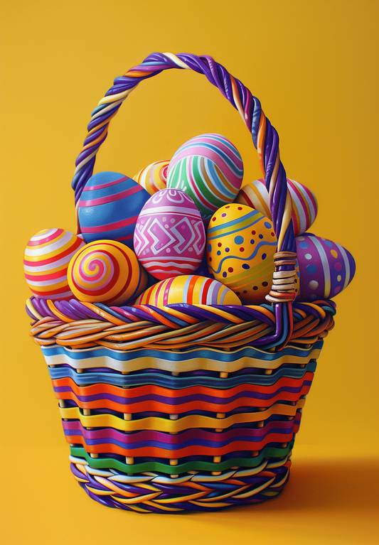 Striped Easter Basket Of Eggs Diamond Art Kit