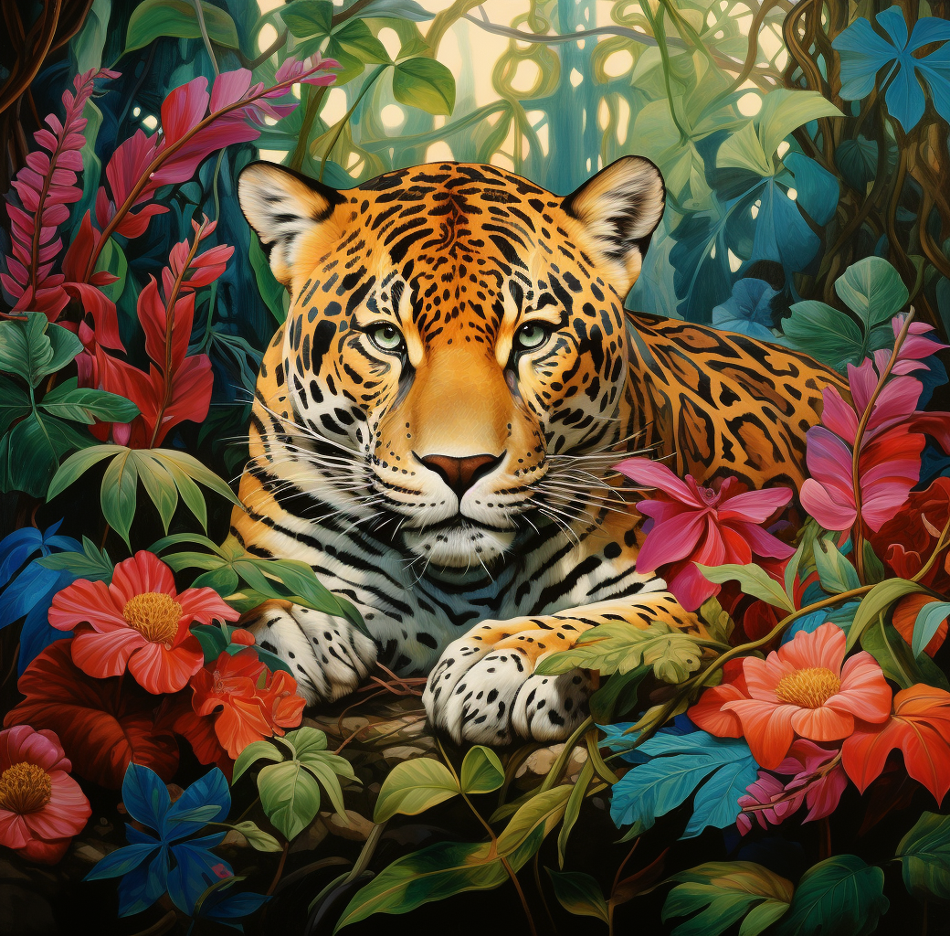 Colorful Flower Jungle Leopard Diamond Art Kit