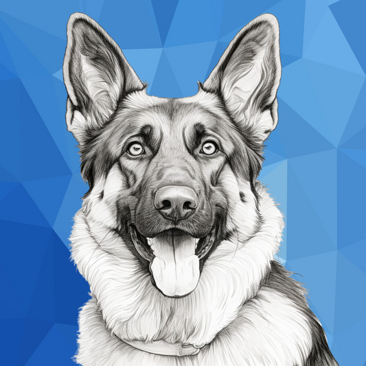 Black White German Shepherd Diamond Art Kit