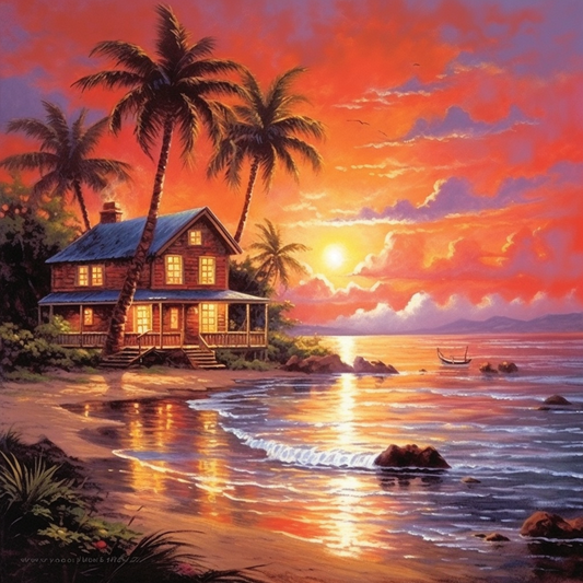 Sunset Beach House Diamond Art Kit