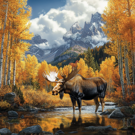 Autumn River Moose Diamond Art Kit