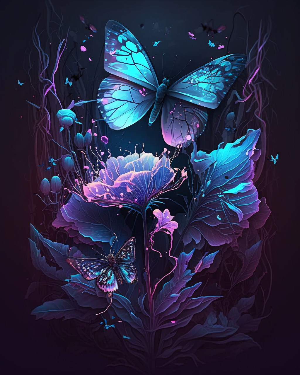 Blue Glow Abstract Butterflies Diamond Art Kit