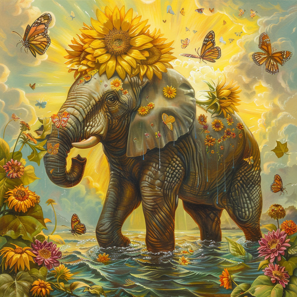 Sunflower Elephant Diamond Art Kit