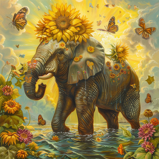 Sunflower Elephant Diamond Art Kit
