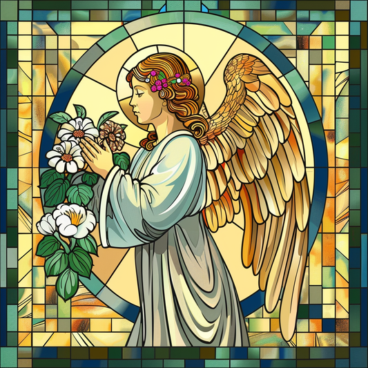 White Flower Abstract Angel Diamond Art Kit