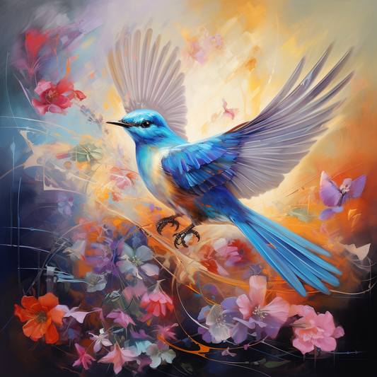 White Tip Wing Bluebird Diamond Art Kit