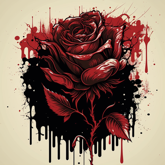 Red Black Painted Rose Diamond Art Kit