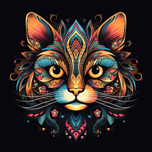 Long Whisker Cat Mandala Diamond Art Kit