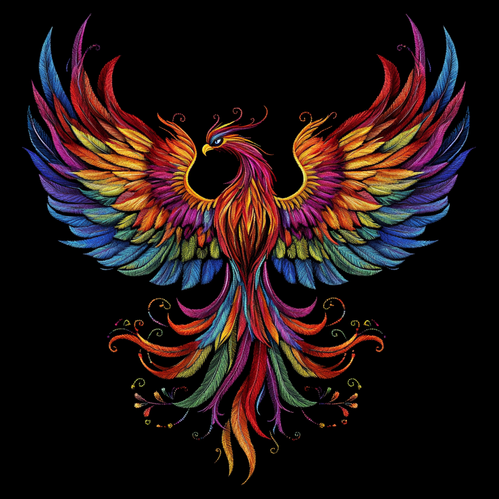 Rainbow Feather Phoenix In Flight Diamond Art Kit