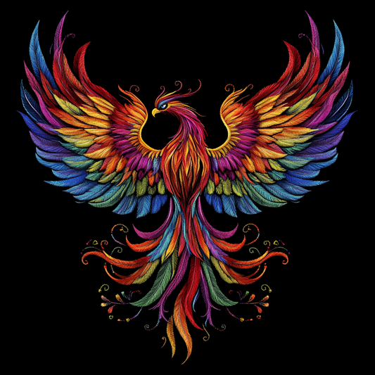 Rainbow Feather Phoenix In Flight Diamond Art Kit