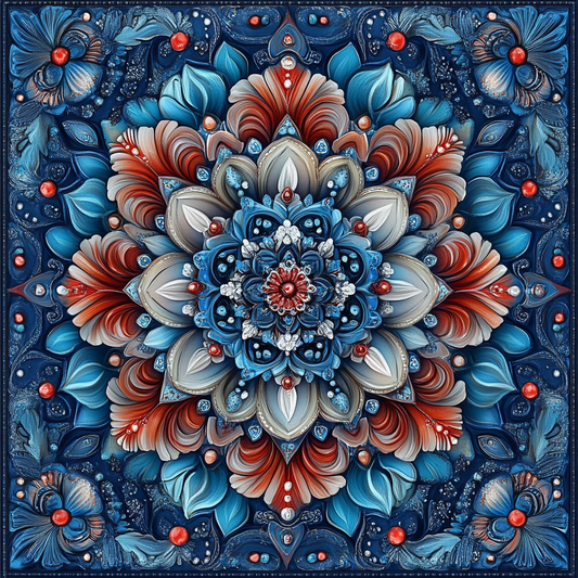Detailed Red Flower Mandala Diamond Art Kit