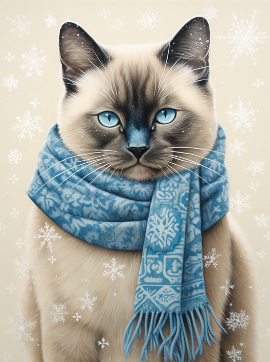 Blue Scarf Nose Siamese Diamond Art Kit