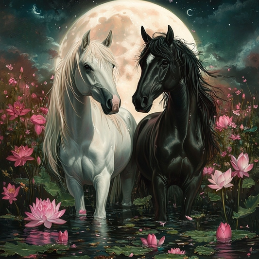 Large Full Moo On Two Horses Diamond Art Kit