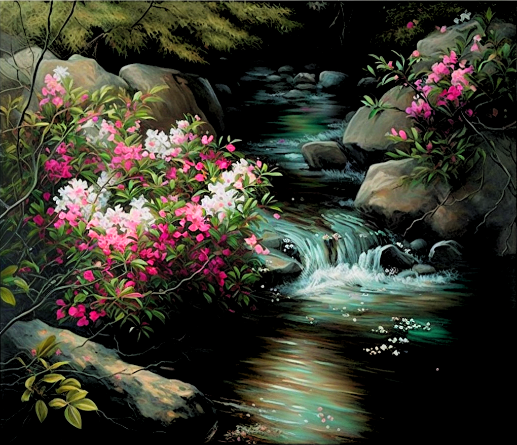 Flowers By The Brook Diamond Art Kit