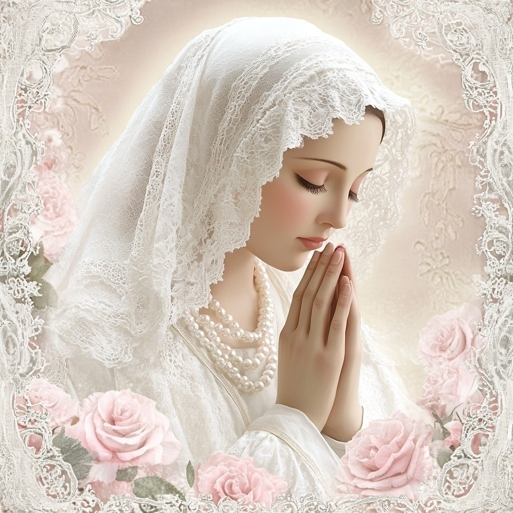 Pink Rose White Veil Woman Diamond Art Kit
