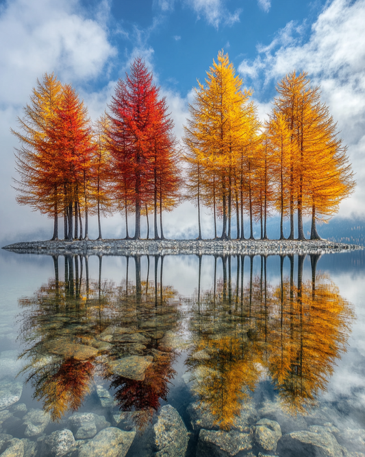 Yellow Orange Trees Water Diamond Art Kit
